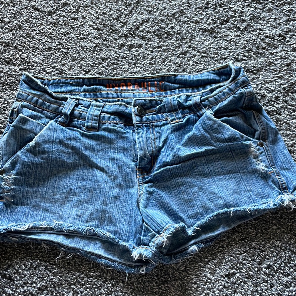 Hydraulic denim shorts   Size 5/6. Slightly distressed.